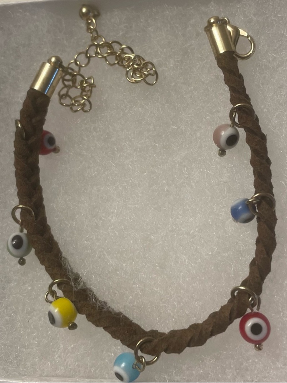 Evil Eye Leather Bracelet with Hanging Charms Vintage Boho Unisex NNT
